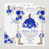 Invitation Joli bleu Mariachi Charro Princess Quinceañera (Devant / Derrière)