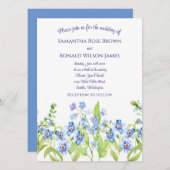 Invitation Joli Bleu Oublie Moi Pas Mariage Aquarelle (Devant / Derrière)