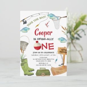 Invitation Joli Bleu Pêche Ofishally Un 1er Anniversaire 