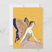 Invitation Joli Blond Anniversaire Fée Papillon Ailes Jaune (Dos)
