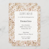 Invitation Joli Blush Brown Floral Anniversaire (Devant / Derrière)