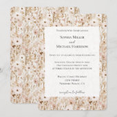 Invitation Joli Blush Brown Floral Mariage (Devant / Derrière)