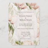 Invitation Joli Blush Crème rose Tulips Floral Mariage (Devant / Derrière)