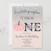 Invitation Joli blush d'automne petite citrouille argentée po (Devant)