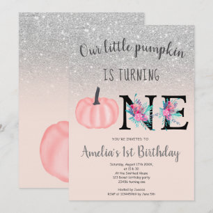 Invitation Joli blush d'automne petite citrouille argentée po