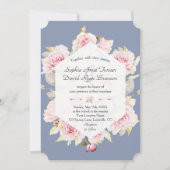 Invitation Joli Blush Floral géométrique Dusty Mariage bleu (Devant)