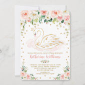 Invitation Joli Blush Floral Swan Princess Baby shower fille (Devant)