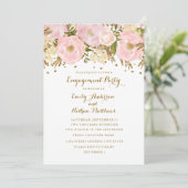 Invitation Joli Blush Gold Floral Party (Debout devant)