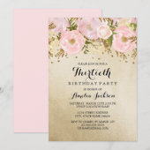 Invitation Joli Blush or rose floral 30e anniversaire (Devant / Derrière)