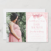 Invitation Joli boho bleu arc rose bébé douche photo (Devant)