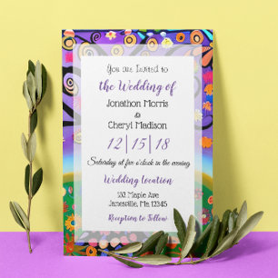 Invitation Joli Boho Coloré Mariage Whimsical Tree