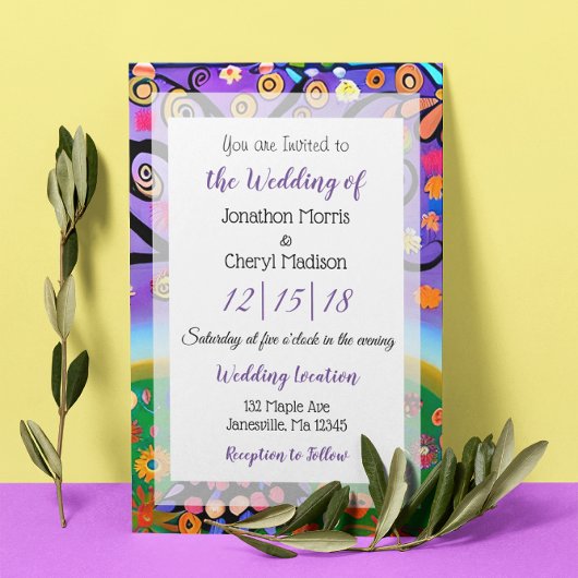 Invitation Joli Boho Coloré Mariage Whimsical Tree