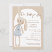 Invitation Joli Boho Oh Baby Baby shower lapin (Devant)