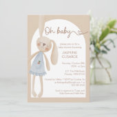 Invitation Joli Boho Oh Baby Baby shower lapin (Debout devant)