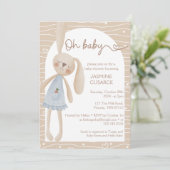 Invitation Joli Boho Oh Baby Bunny Hearts Baby shower (Debout devant)