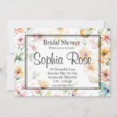 Invitation Joli Boho Orange rose Aquarelle Fleurs sauvages (Devant)