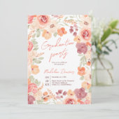 Invitation Joli boho rustique floral 3 photos graduation (Debout devant)