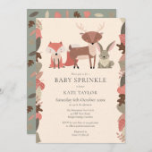 Invitation Joli Bois Animaux Bébé Sprinkle Douche (Devant / Derrière)