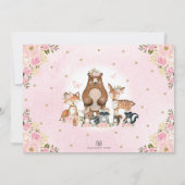 Invitation Joli Bois Animaux Blush Gold 1er Anniversaire (Dos)