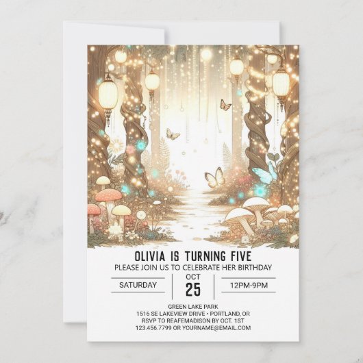Invitation Joli bois doux Digital Anniversaire (Devant)