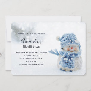 Invitation Joli bonhomme de neige en photographie d'anniversa