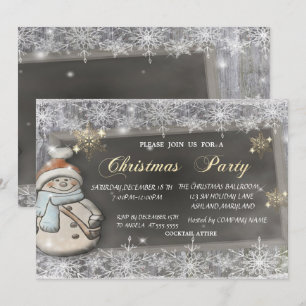 Invitation Joli bonhomme de neige, flocons de neige Noël d'en