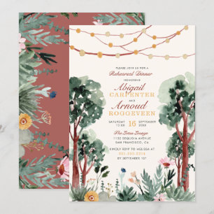 Invitation Joli Botanique Vert Dîner De Répétition Florale