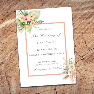 Invitation Joli bouquet Boho avec Mariage frontalier