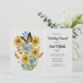 Invitation Joli bouquet de fleurs pour brunch d'anniversaire  (Debout devant)