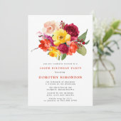 Invitation Joli bouquet floral 100e fête d'anniversaire (Debout devant)