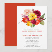 Invitation Joli bouquet floral 100e fête d'anniversaire (Devant / Derrière)