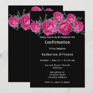Invitation Joli bouquet rose Rose Confirmation florale