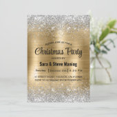 Invitation Joli brossé or faux argent parties scintillant Noë (Debout devant)