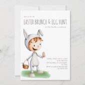 Invitation Joli Brunch de Pâques Chasse aux Oeufs Lapin (Devant)