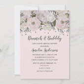 Invitation Joli Brunch Floral Rose Argent Et Bubbly (Devant)