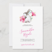 Invitation Joli Bunny Baby shower fille rose (Devant)