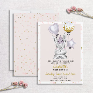 Invitation Joli Bunny Blush Rose or Confetti Fille Anniversai