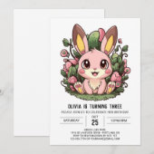 Invitation Joli Bunny coloré numérique anniversaire (Devant / Derrière)
