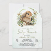 Invitation Joli Bunny Sage Vert Baby shower d'arc Floral (Devant)