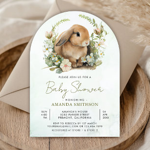 Invitation Joli Bunny Sage Vert Baby shower d'arc Floral