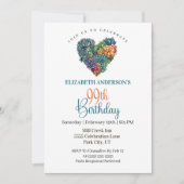 Invitation Joli Cactus Cœur 99e Anniversaire (Devant)