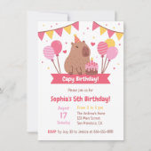 Invitation Joli Capybara Avec Gâteau D'anniversaire Capy Anni (Devant)