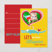 Invitation Joli Cartoon Alligator Salle de classe Valentine P (Devant / Derrière)