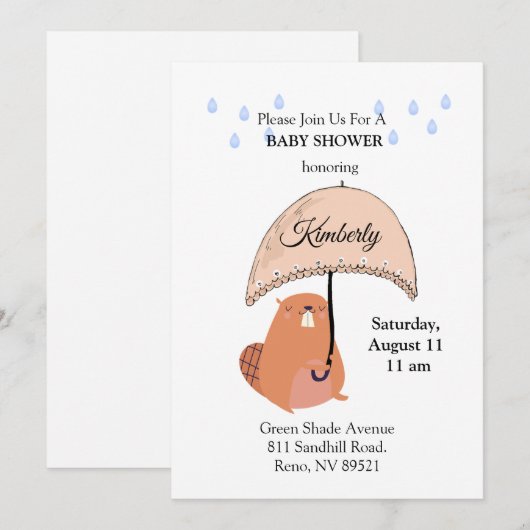 Invitation Joli Castor (Devant / Derrière)