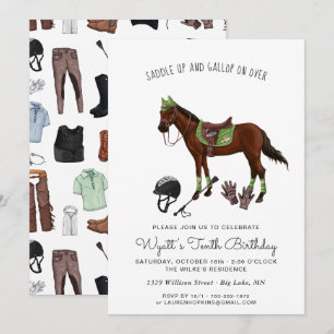 Invitation Joli Cavalier de Cheval pour Fête d'Anniversaire