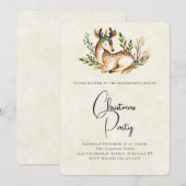 Invitation Joli cerf à l'aquarelle allongé Boho Noël (Devant / Derrière)