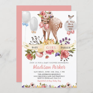 Invitation Joli cerf floral