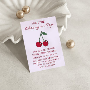Invitation Joli Cerisier Violet sur le Premier Anniversaire