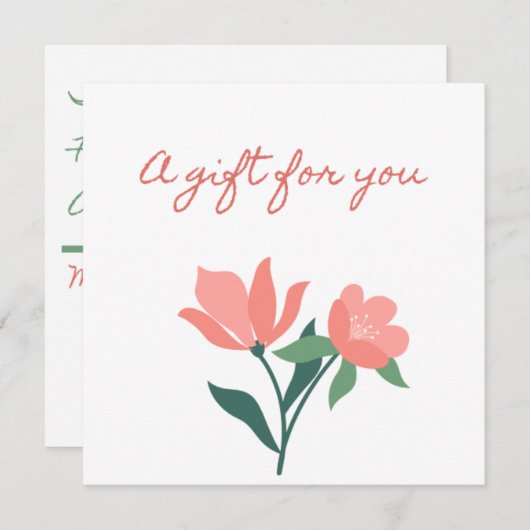 Invitation Joli certificat cadeau en rose Fleur (Devant / Derrière)