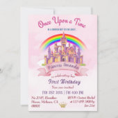 Invitation Joli château magique princesse arc-en-ciel 1er ann (Devant)